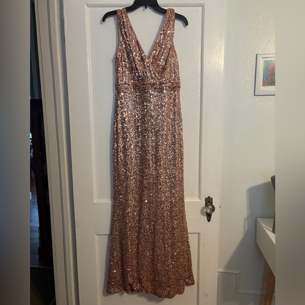 Badgley Mischka Rose Gold Sequin Dress